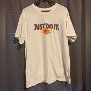 Nike White 'Just Do It.' Graphic Tee with Orange Basketball